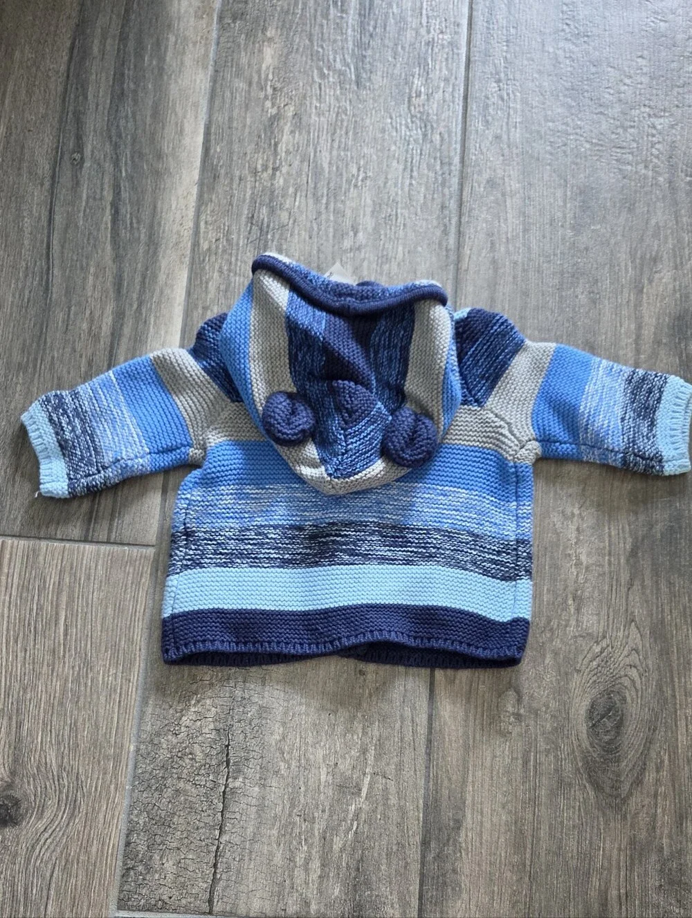 GAP Baby NWT 0-3 Months Striped Blue Knit Baby Hoodie and Booties